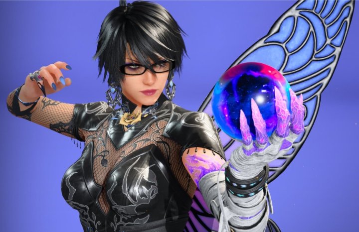 Tekken 8's Zafina dressed as Bayonetta and holding an orb.