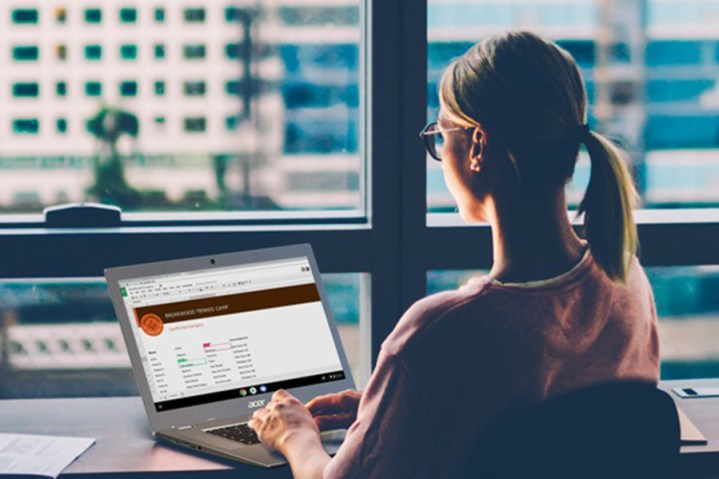 A woman typing on the Acer Chromebook 315.