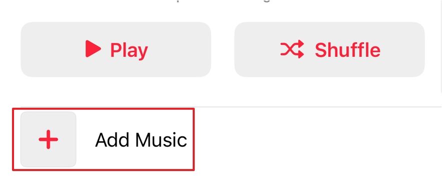 Add Music option on the Apple Music app.