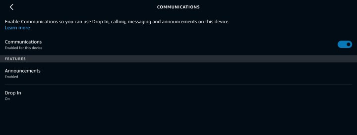 Showing communications and announcements on an Alexa device in the Alexa app.