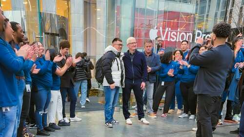 Apple Store in NYC as the Apple Vision Pro VR headset goes on sale