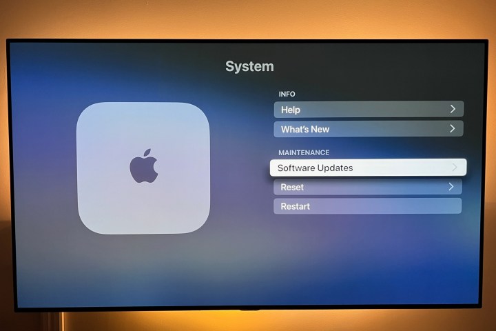 Apple TV 4K System menu on a TV screen.