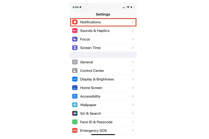 iPhone Notification settings.