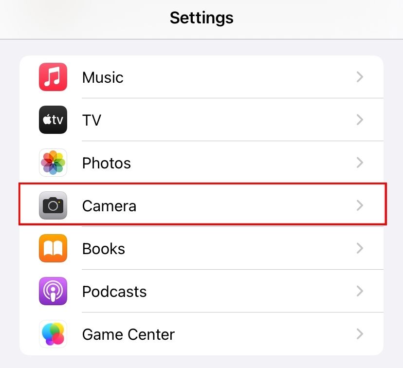 Select camera in settings app.