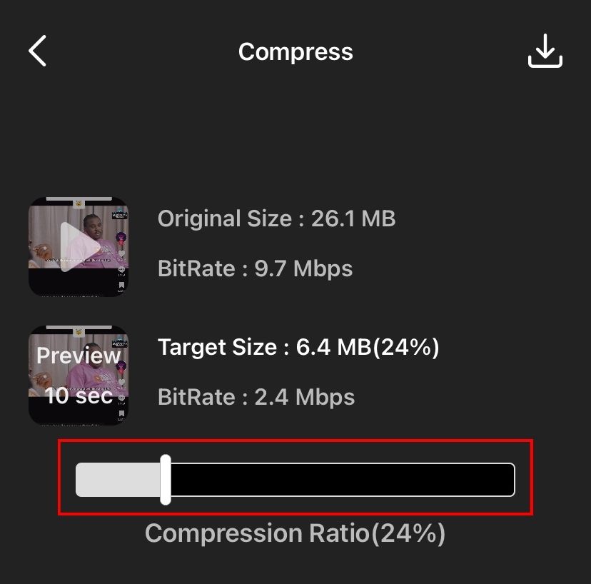 Compression rate slider.