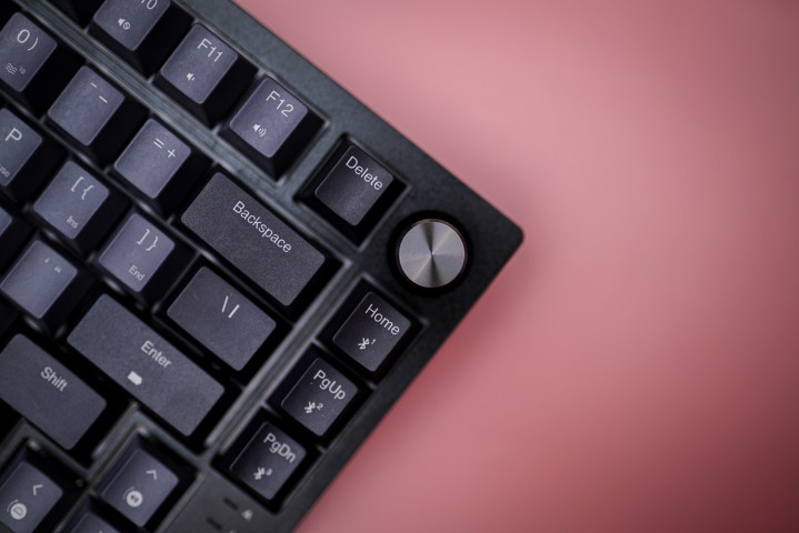 The volume dial on the Corsair K65 Plus Wireless keyboard.