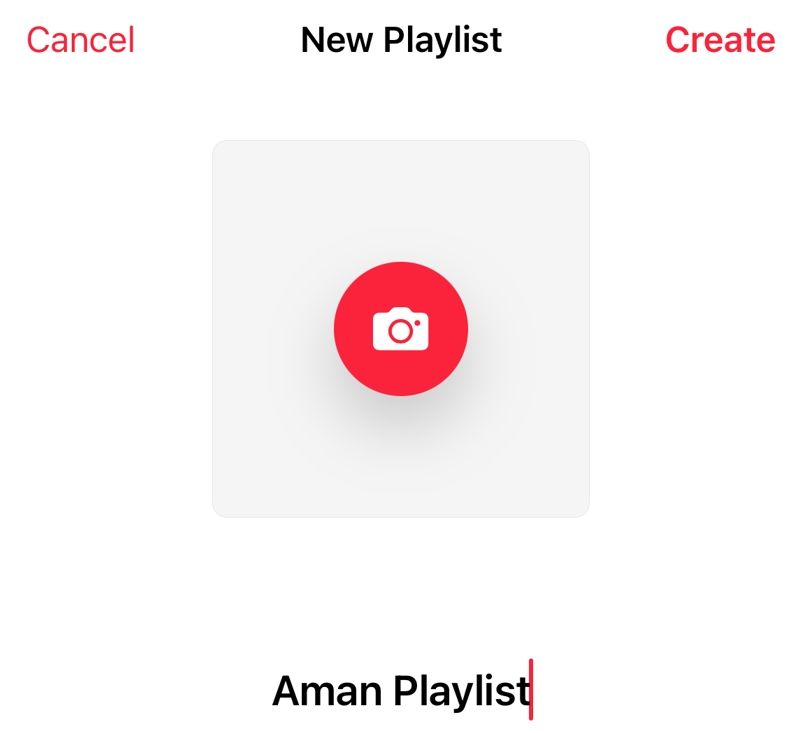 Creating a new playlist in the Apple Music app.