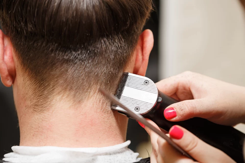 Cutting his hair