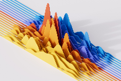 Digitally generated image of isometric data graph