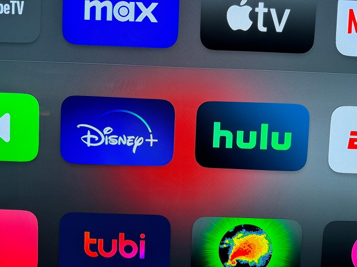 App icons for Hulu and Disney+ on Apple TV.