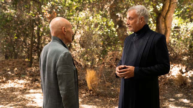 Patrick Stewart as Picard and John De Lancie in season two of Star Trek: Picard.