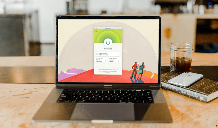 ExpressVPN displayed on a MacBook.