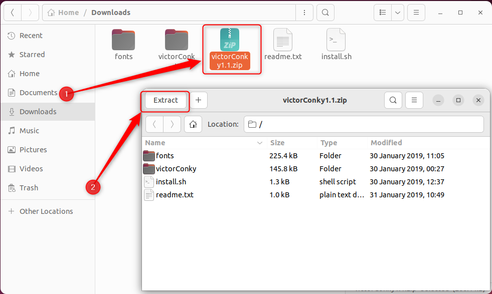 Extract the victorConky zip file.