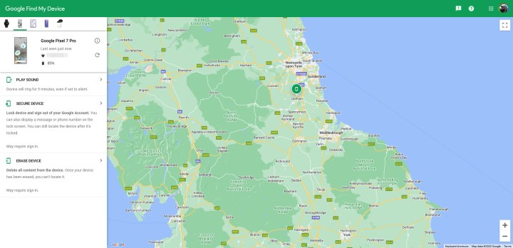 The Find My Device website.