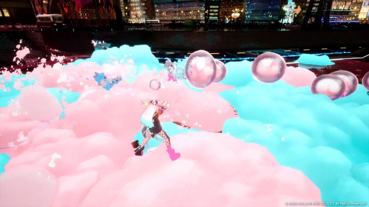 A character runs around on foam in Foamstars.