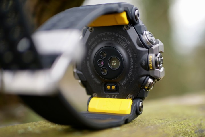 The Casio G-Shock GPR-H1000 Rangeman's heart rate sensor.