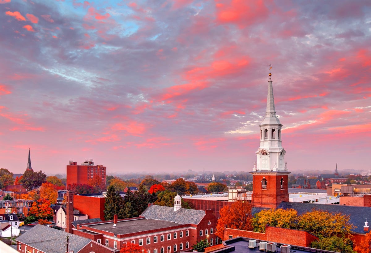 View of Lancaster, Pennsylvania at sunset