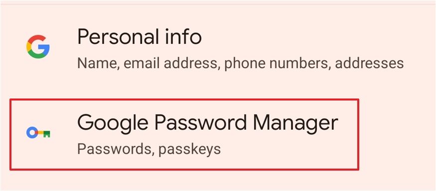 Google Password Manager option in the Auto-Fill Service From Google window.