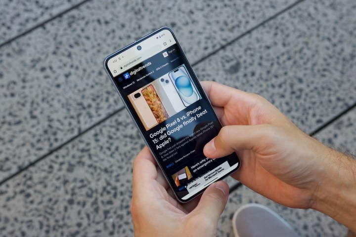 Browsing Digital Trends on the Google Pixel 8 Pro in Google Chrome.