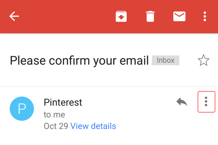Selecting the Three Dots icon in the Gmail mobile app.