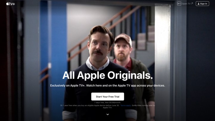 The Start Your Free Trial screen for Apple TV+.