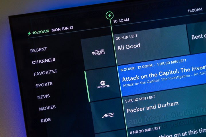 The live guide on Hulu With Live TV.