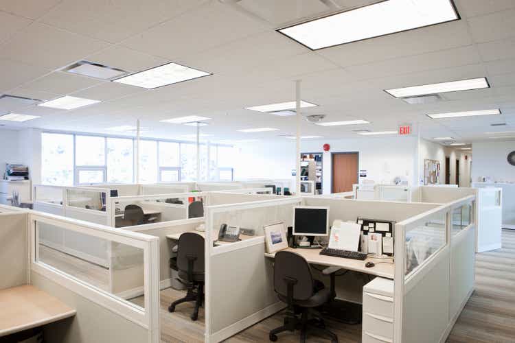 modern office space with cubicles