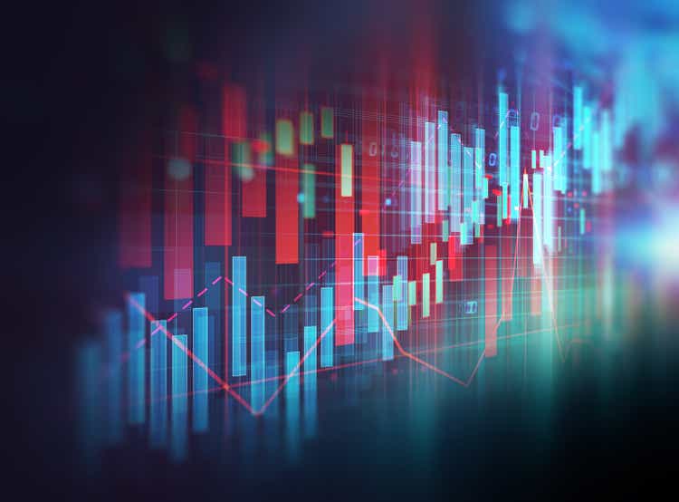 stock market investment graph on financial numbers abstract background.3d illustration