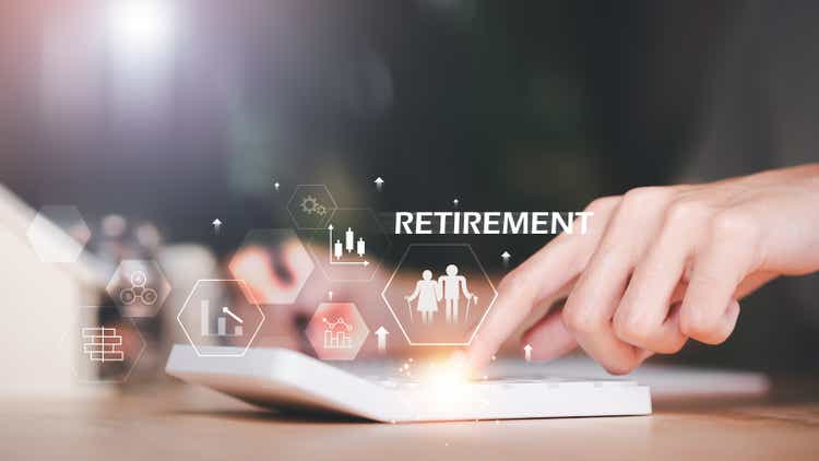 Retirement fund concept,financial and saving money ,investment savings ,Planning savings for future,financial preparation ,future risk management ,money growth and interest ,Senior assets and pensions