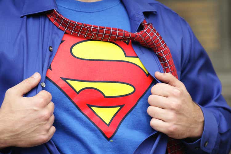 Superman Costume on Strong Young Man