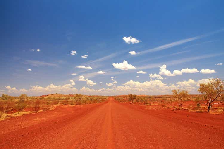 Dirt road across the Pilbara in Australian outback