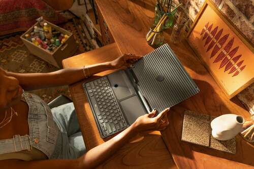 open Logitech Casa showing keyboard and mouse trackpad