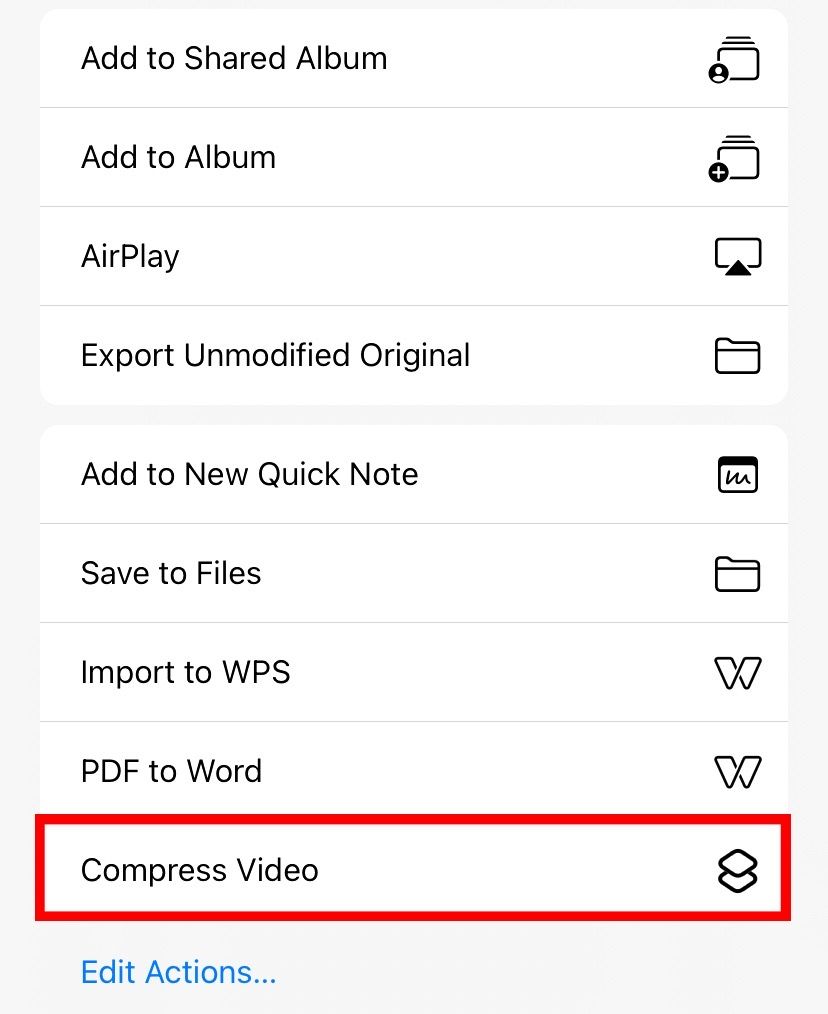 Select Compress Video in share options