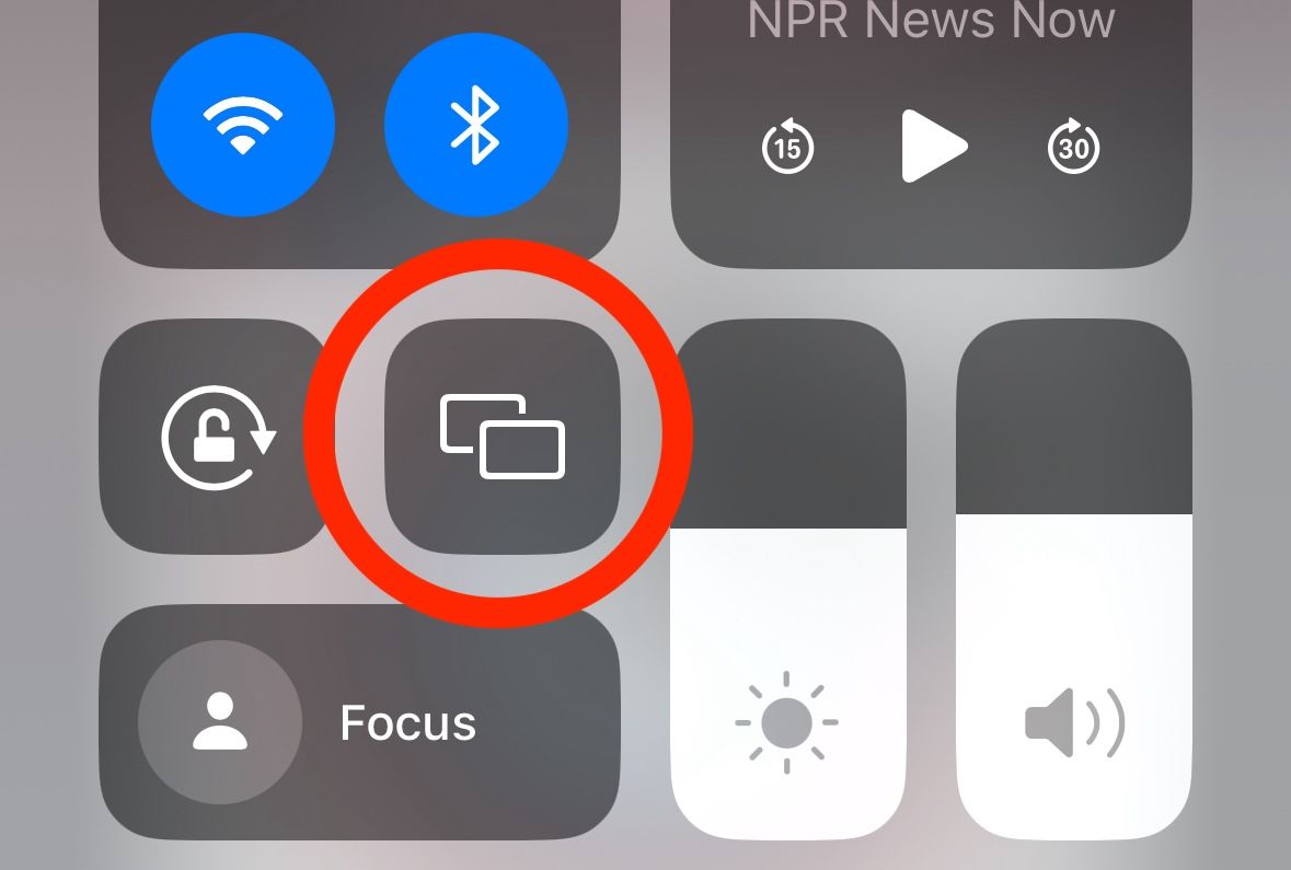 iPhone Screen Mirroring button in the iOS Control Center.