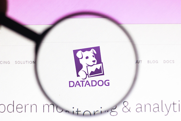 In this photo illustration the homepage of the Datadog...