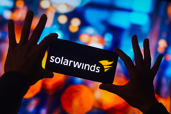 In this photo illustration, the SolarWinds Corporation logo...