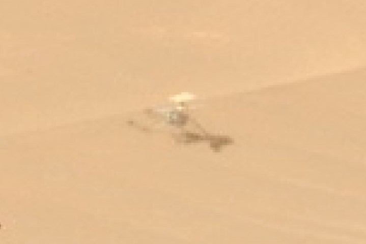 NASA's Ingenuity helicopter at its final resting place on Mars.