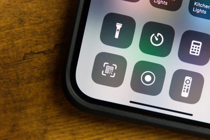 QR code scanning shortcut on an iPhone.