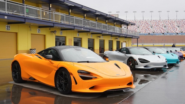 row of 750S cars at track