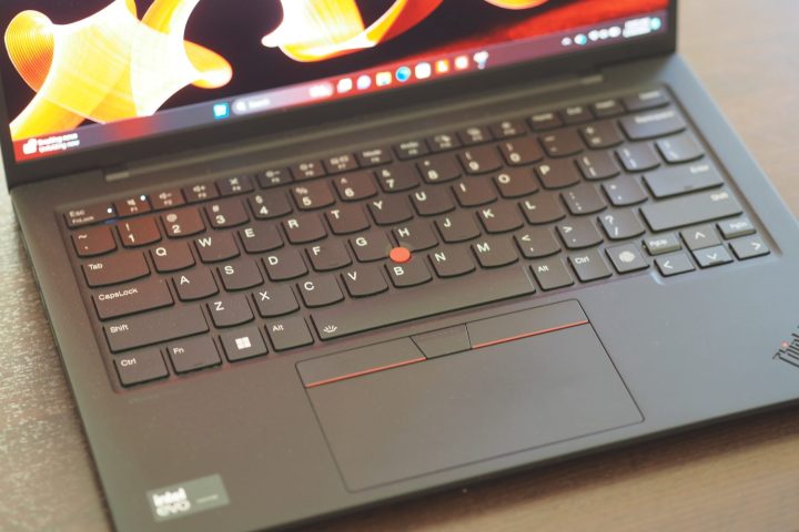 Lenovo ThinkPad X1 Gen 12 top down view showing keyboard.