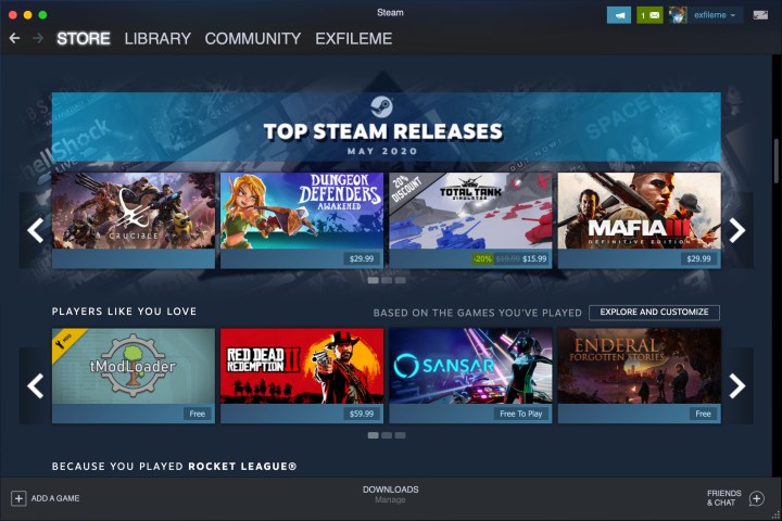 Steam running on a Mac.