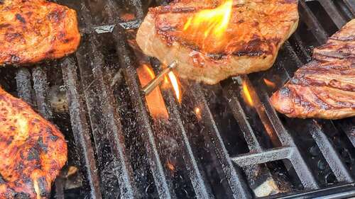 meater inserted into steak