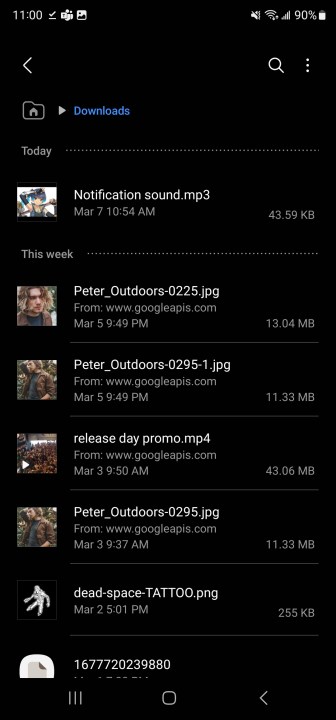 A screenshot of the My Files app.