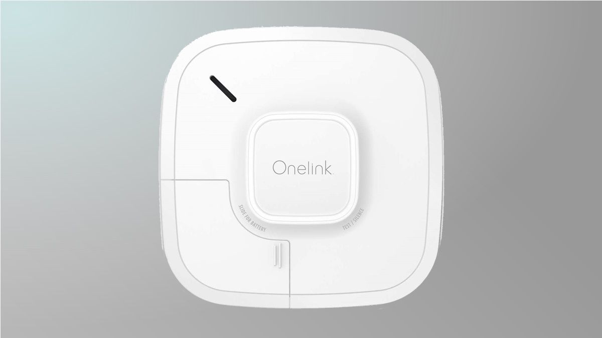 Online smoke detector on grey background