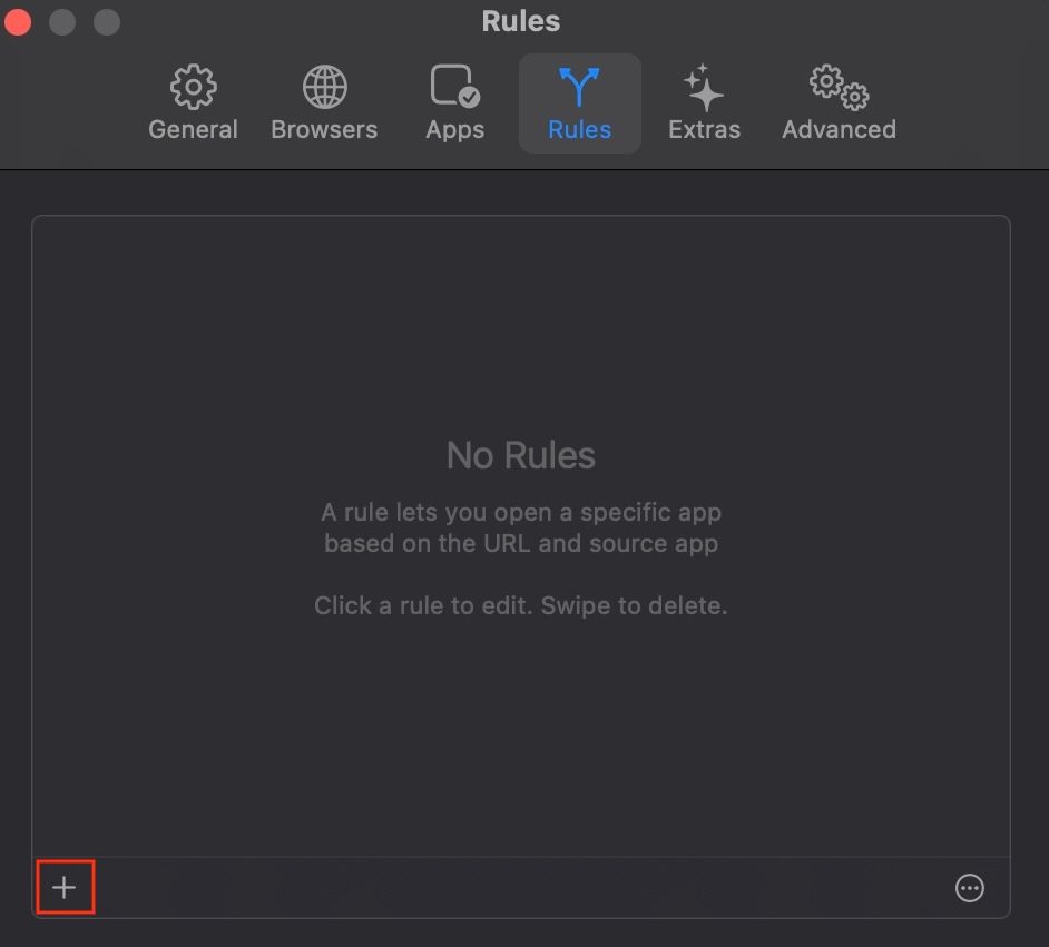 Rules tab in Velja.