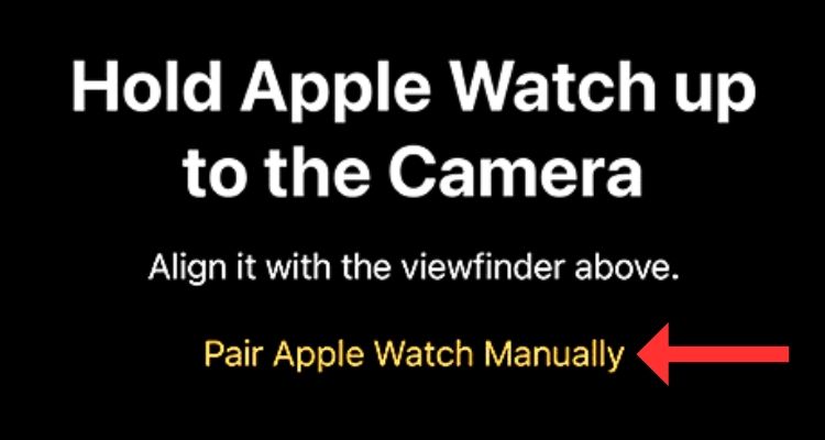 Apple Watch set up screen on iPhone highlighting the manual pairing option.