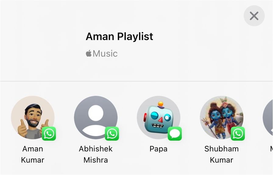 Playlist sharing option in the Apple Music app.