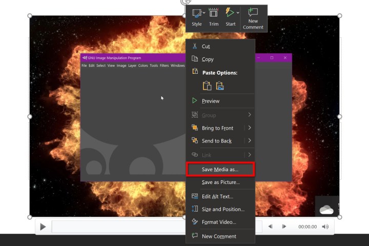 PowerPoint Save Media As menu option.
