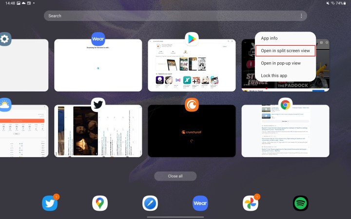 how to use split screen on any samsung tablet recent apps 2 view galaxy tab