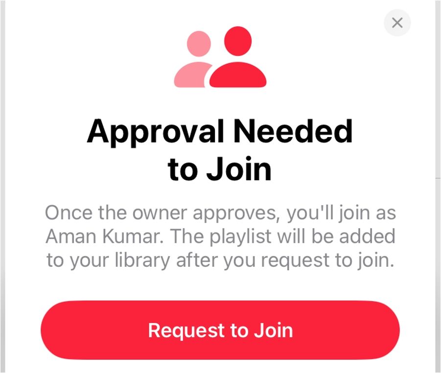 Request to join option to join the playlist.